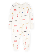 Baby London Print 2-Way Zip PurelySoft Sleep & Play Pajamas - Ivory, image 1 of 6 slides