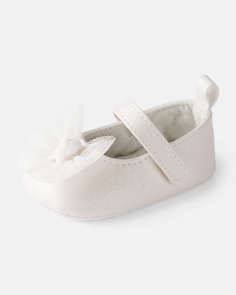 Baby Girl Tulle Bow Dress Shoes - White, image 6 of 6 slides