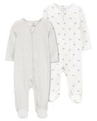 Baby 2-Pack Zip-Up PurelySoft Sleep & Play Pajamas, image 1 of 10 slides