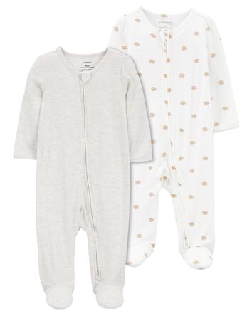 Baby 2-Pack Zip-Up PurelySoft Sleep & Play Pajamas, 