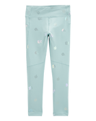 Kid Printed High-Rise Leggings - Aqua, image 1 of 5 slides