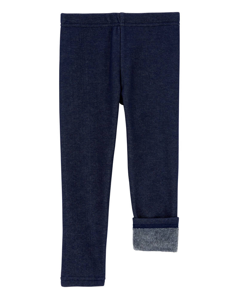 Toddler Faux Denim Cozy Fleece Leggings, image 5 of 7 slides