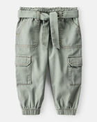 Baby Girl Cotton Cargo Joggers - Green, image 1 of 5 slides