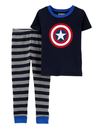 Toddler 2-Piece Captain America 100% Snug Fit Cotton Pajamas, 