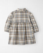 Baby Organic Cotton Herringbone Button-Front Dress in Plaid, image 2 of 6 slides