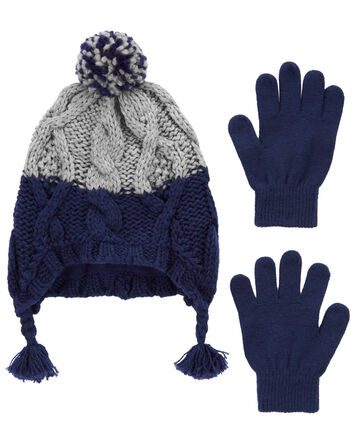 2-Pack Pom Hat & Gloves Set, 