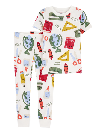 Toddler 2-Piece Back To School Print 100% Snug Fit Cotton Pajamas, 