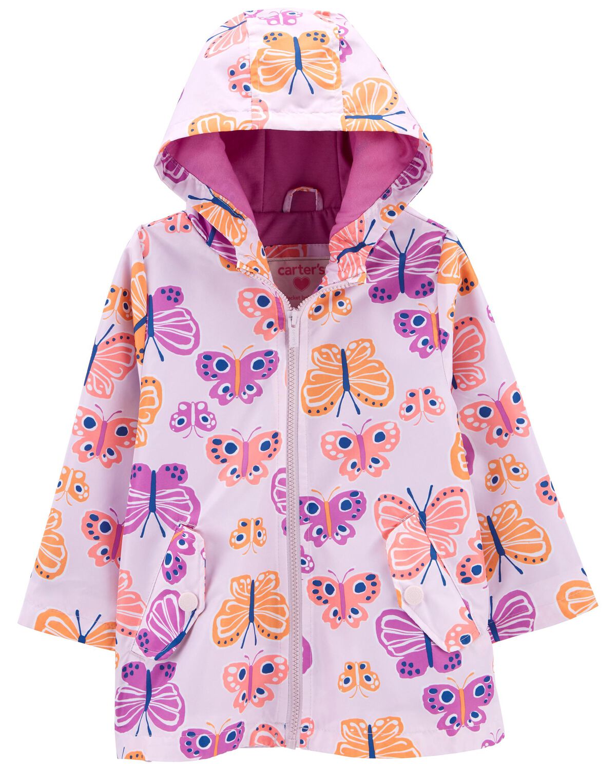 Purple/Orange Toddler Butterfly Rain Jacket
