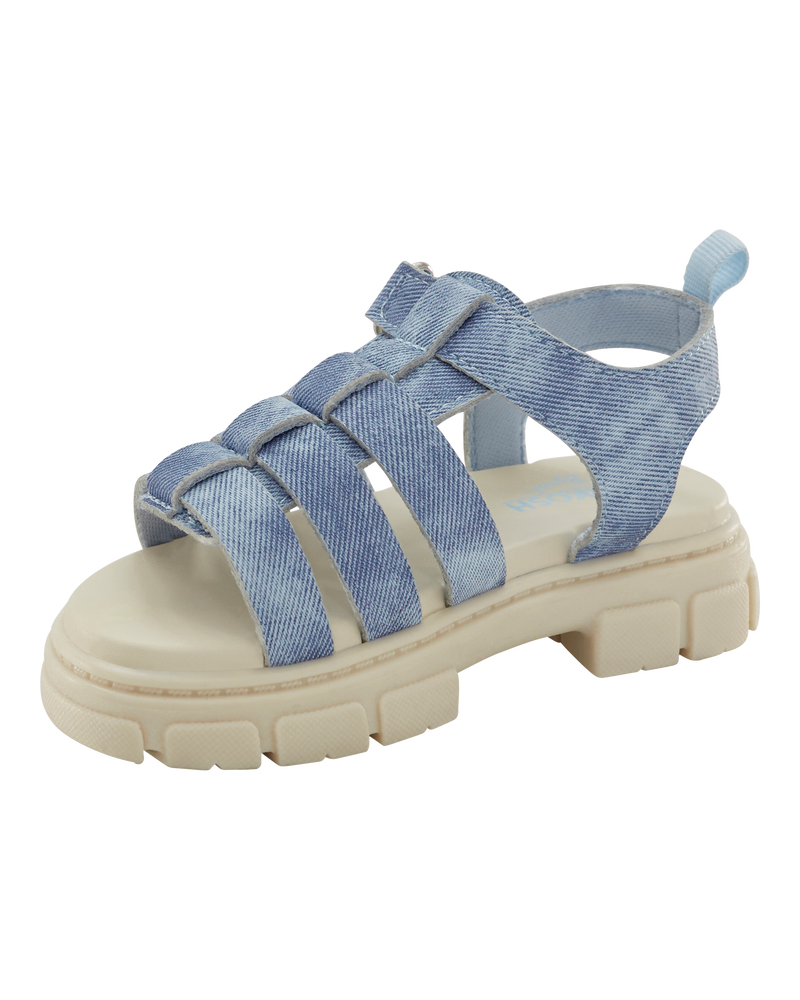 Toddler Strappy Denim Sandals - Blue, image 7 of 7 slides
