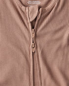 Baby Solid PurelySoft Long-Sleeve 2-Way Zip Sleep & Play Pajamas - Brown, image 2 of 8 slides