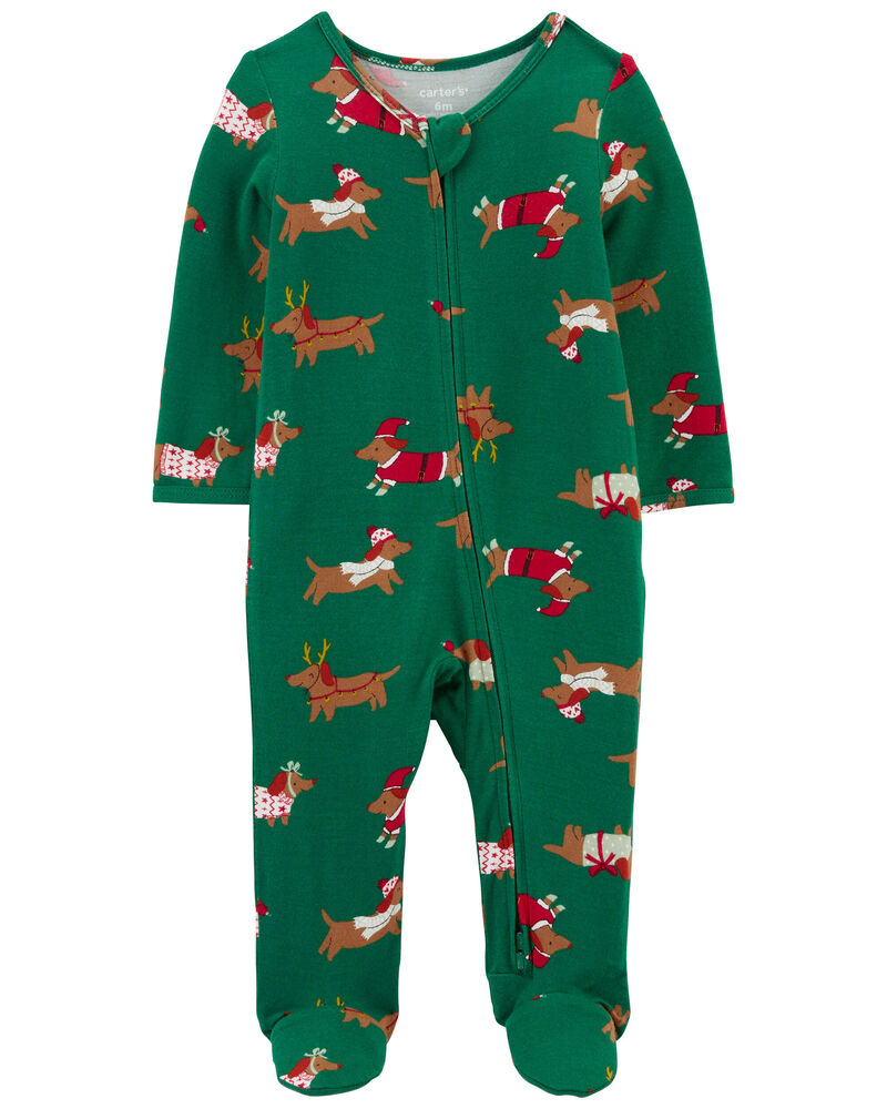 Baby Christmas Dog Zip-Up PurelySoft Sleep & Play Pajamas, image 1 of 4 slides