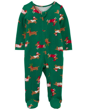 Baby Christmas Dog Zip-Up PurelySoft Sleep & Play Pajamas, 