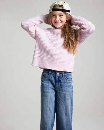 Girls Denim Wide-Leg Jeans - Dark Wash, 