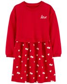 Kid Love Hearts French Terry Dress, image 1 of 4 slides
