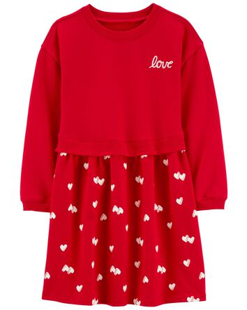 Kid Love Hearts French Terry Dress, 