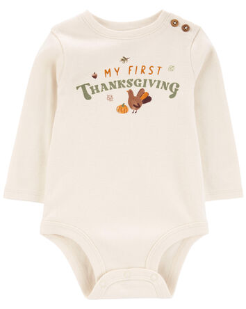 Baby My First Thanksgiving Long-Sleeve Bodysuit, 