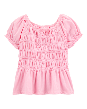 Baby Short-Sleeve Smocked Top - Pink, 