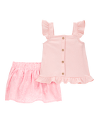 Baby 2-Piece Print Skort Set - Pink, image 1 of 4 slides