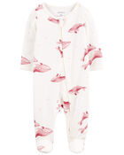 Baby Whale Print Zip-Up PurelySoft Sleep & Play Pajamas, image 1 of 5 slides