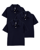 Toddler 3-Pack Pique Uniform Polo Shirts - Navy, image 1 of 3 slides