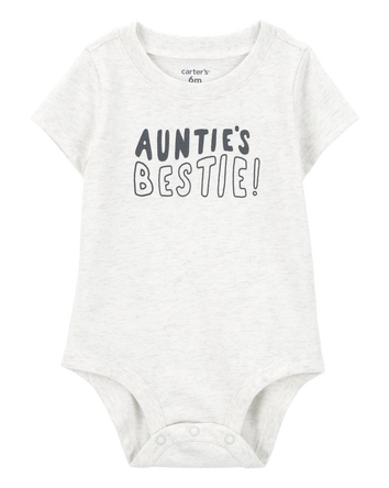 Baby "Auntie's Bestie" Short-Sleeve Bodysuit - Grey, 
