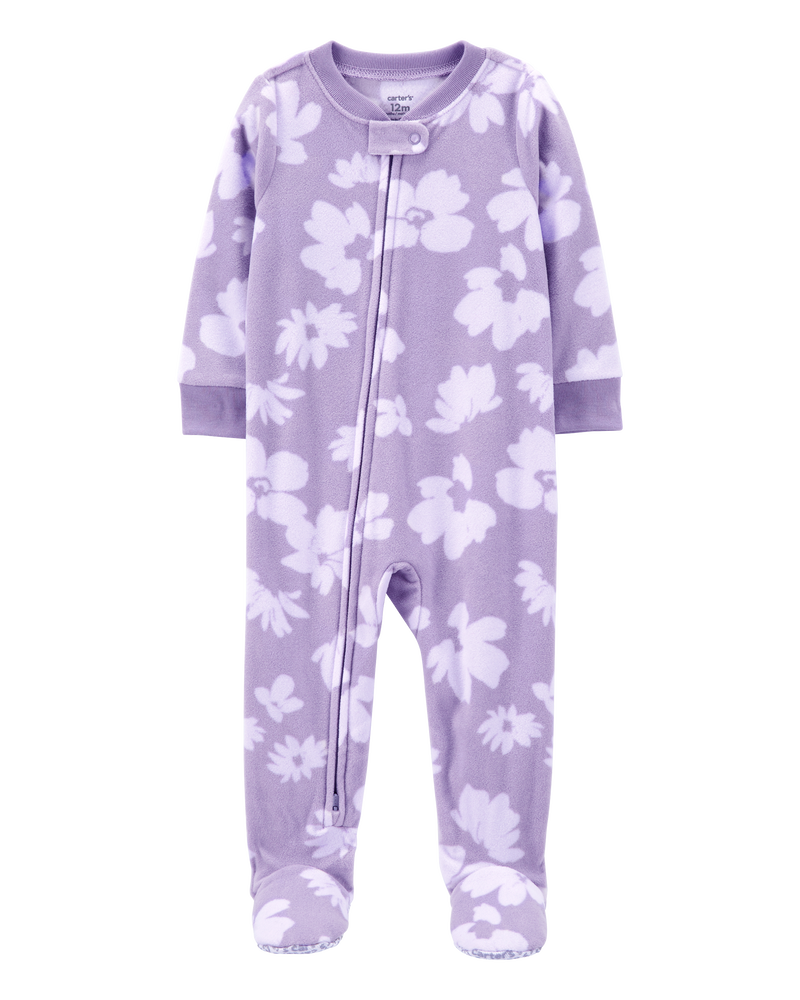 Toddler 1-Piece Fleece Floral Footie Pajamas, image 1 of 4 slides