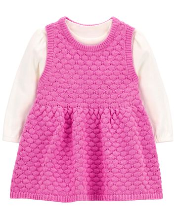 Baby 2-Piece Bodysuit & Sweater Knit Dress Set, 