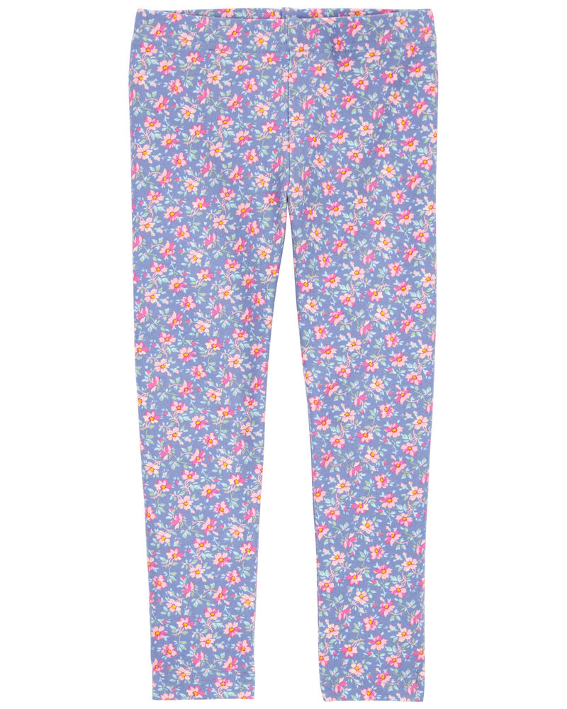 Toddler Floral Print Stretch Leggings, image 1 of 4 slides