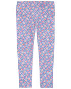 Toddler Floral Print Stretch Leggings, image 1 of 4 slides