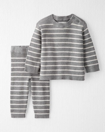 Baby Organic Cotton Rib Sweater Knit Set in Stripes, 