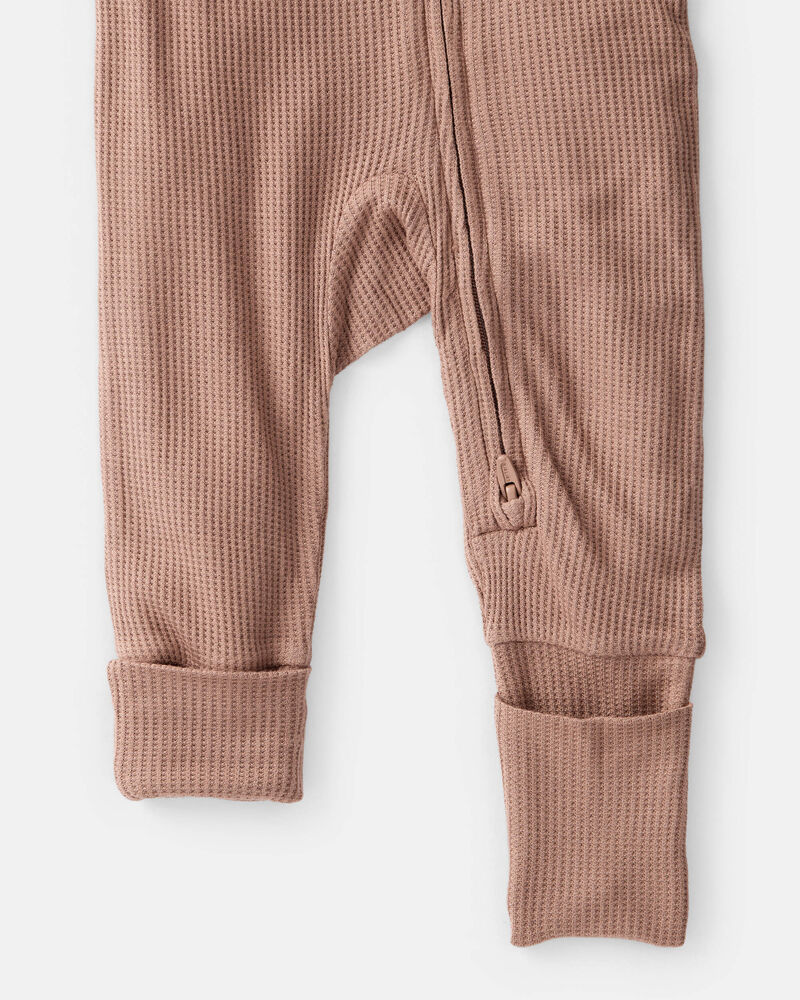 Baby Solid PurelySoft Long-Sleeve 2-Way Zip Sleep & Play Pajamas - Brown, image 4 of 8 slides