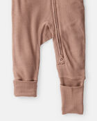 Baby Solid PurelySoft Long-Sleeve 2-Way Zip Sleep & Play Pajamas - Brown, image 4 of 8 slides