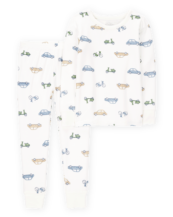 Toddler Car Print PurelySoft 2-Piece Pajamas - Ivory, 