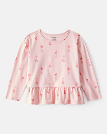 Toddler Girl Ballet Slippers Long-Sleeve Peplum Top - Pink, 