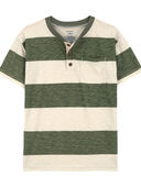 Green/Ivory - Kid Striped Jersey Henley
