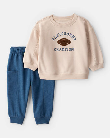 Baby Boy Football Long-Sleeve Tee & Pant Set, 