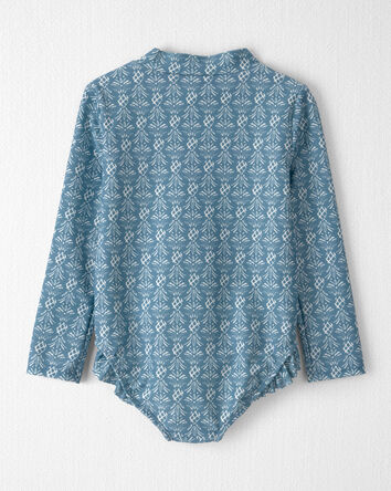 Toddler Girl Recycled Rashguard Swimsuit in Bloom Lagoon, 