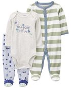 Baby 3-Piece Bugs Sleep & Play Pajamas & Pant Set, image 1 of 5 slides
