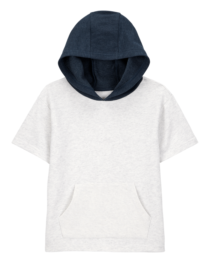 Kid Hooded French Terry Short-Sleeve Tee - Grey, image 1 of 3 slides