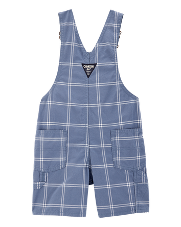 Toddler Plaid Shortalls - Blue, 