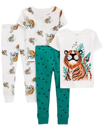Baby 4-Piece 100% Snug Fit Cotton Pajamas, 