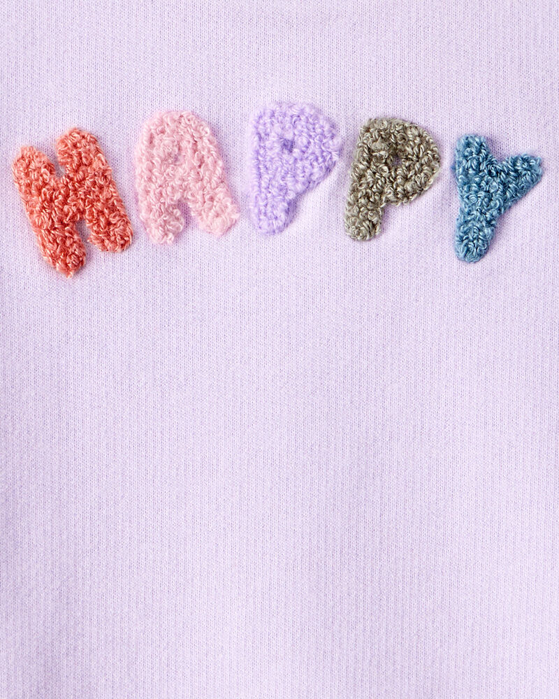 Baby Girl Happy French Terry Long-Sleeve Pullover Sweatshirt - Purple, image 3 of 4 slides