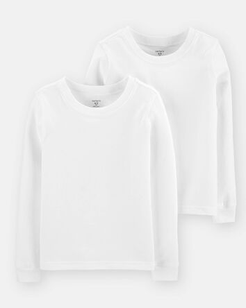 Boys 2-Pack Long-Sleeve Undershirts - White, 