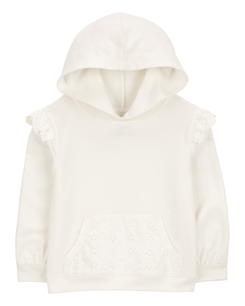 Toddler French Terry Eyelet Hoodie - Cream, image 1 of 3 slides