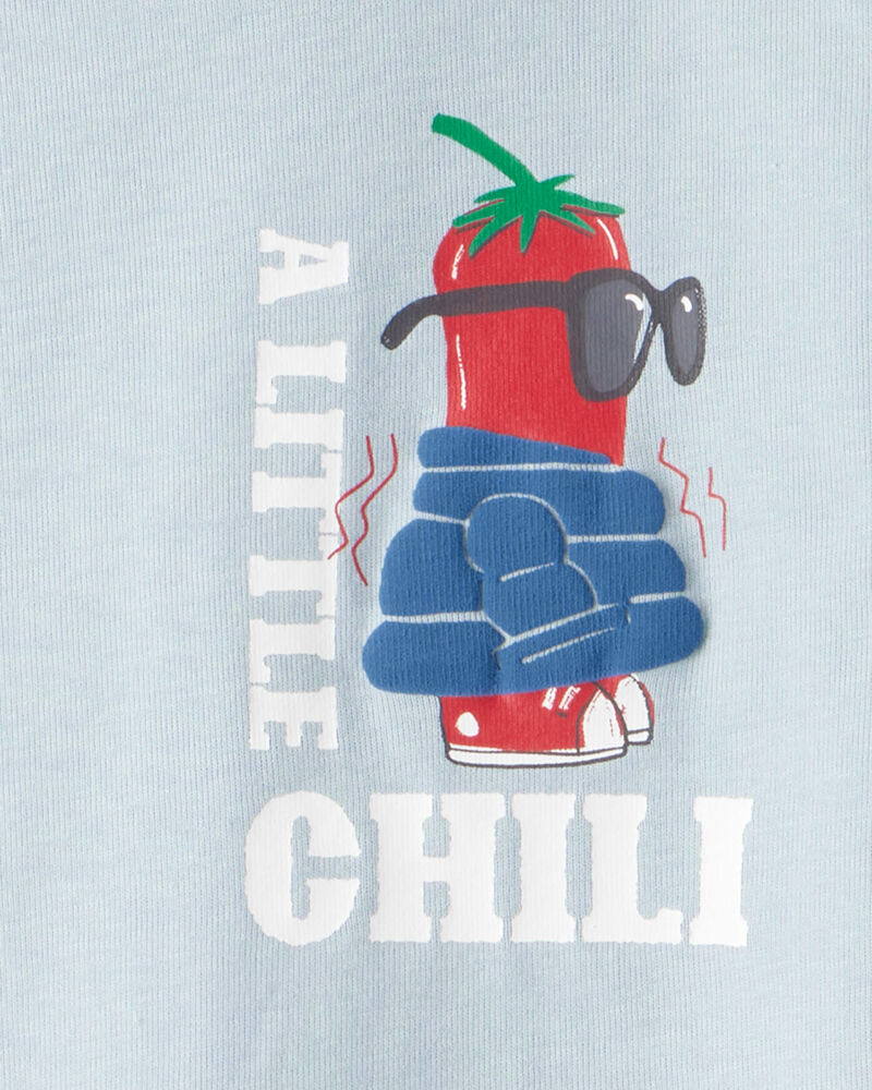 Boys Chili Pepper Print 100% Cotton Long-Sleeve Snug Fit 4-Piece Pajamas - Blue, image 2 of 5 slides