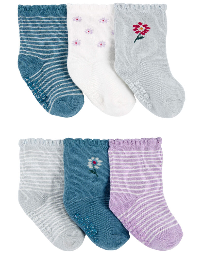 Baby 6-Pack Floral Striped Booties, image 1 of 2 slides