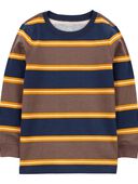 Brown/Navy - Kid Striped Jersey Tee