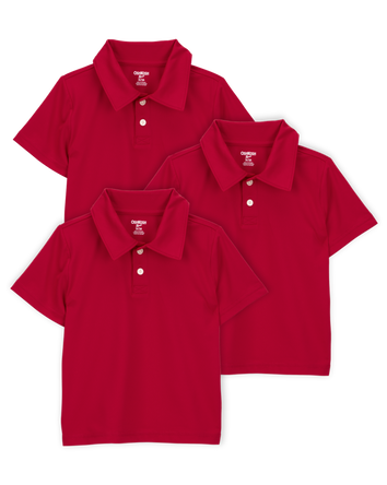 Toddler 3-Pack Active Uniform Polo Shirts in Moisture Wicking BeCool™ Fabric - Red, 