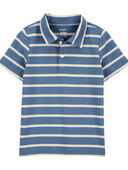 Blue - Toddler Striped Jersey Polo