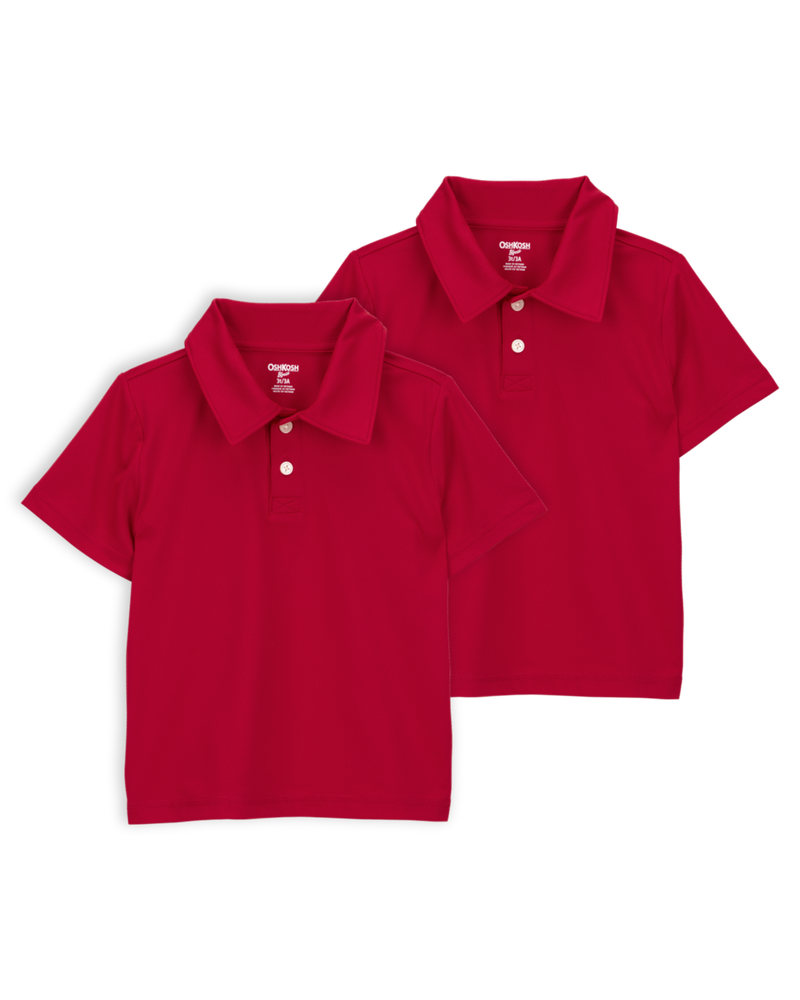 Toddler 2-Pack Active Uniform Polo Shirts in Moisture Wicking BeCool™ Fabric - Red, image 1 of 3 slides